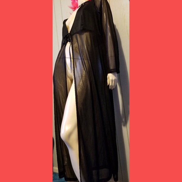 VTG 90s Vamp Wicked Goth Sheer Black Duster Jacket - Picture 3 of 7